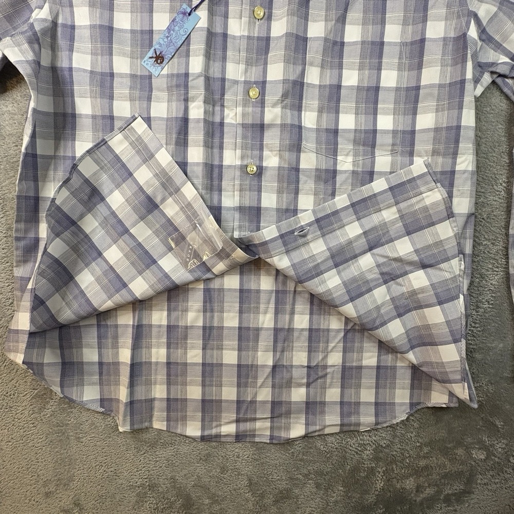 Egara Men's XL NWT Purple Plaid Non-Iron Slim Fit LS Dress Shirt SEE DESCRIPTION - Picture 8 of 16